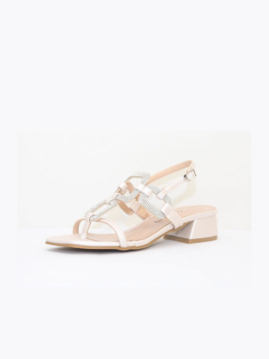 Ellen Damen Sandalen mit Chunky niedrigem Absatz Pearl