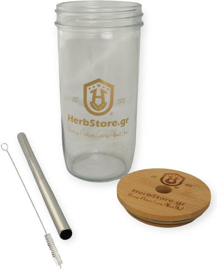 Herbstore Wasser Glas mit Strohhalm 709ml