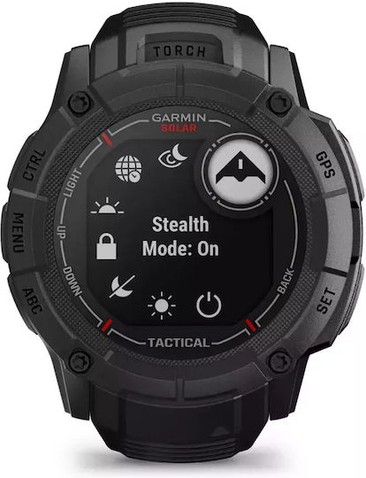 Garmin Instinct 2X Solar Tactical 50mm Αδιάβροχο Smartwatch με Παλμογράφο (Black)