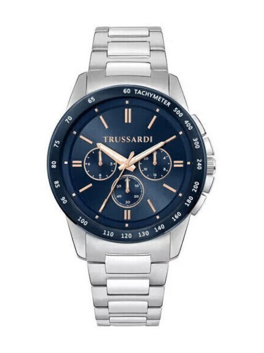 Trussardi Men's Watch 44mm Battery with Silver Metal Bracelet