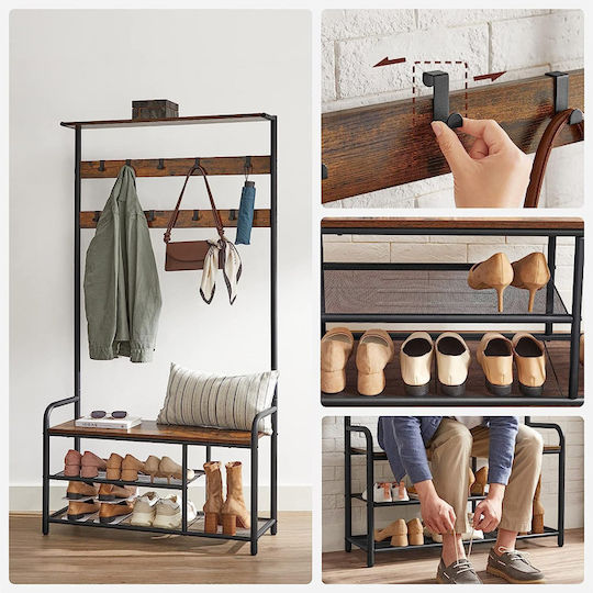 Entry Furniture with Hanger & Shoe Rack 85x30x180.5cm
