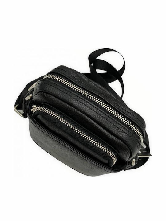 Leder Herrentasche Schulter / Crossbody Schwarz