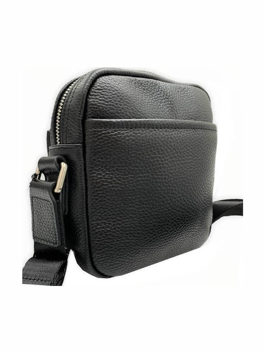 Leder Herrentasche Schulter / Crossbody Schwarz
