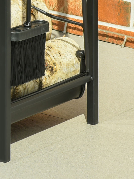 Outsunny Metallic Shelf Wood Storage 44.5x29.5x73cm Black