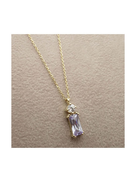 Women's gold necklace with purple stone XRNE367K-L 14 Carat Stones:With diamonds/amethyst