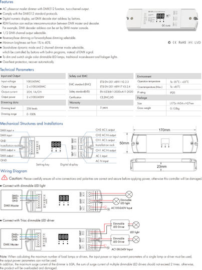 GloboStar Dimmer IR (Informationsanforderung) Wandmontierter Dimmer 70671