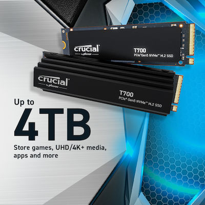 Crucial T700 with heatsink SSD 4TB M.2 NVMe PCI Express 5.0