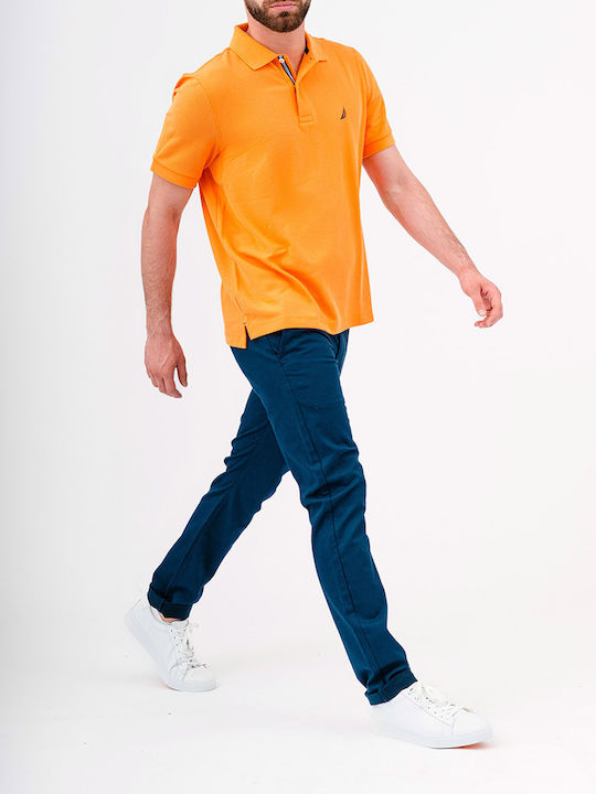 Men's Short Sleeve Blouse Polo Orange