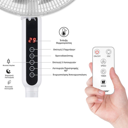 Beper Ventilator Sockel 55W Lüfterdurchmesser 40cm Weiß