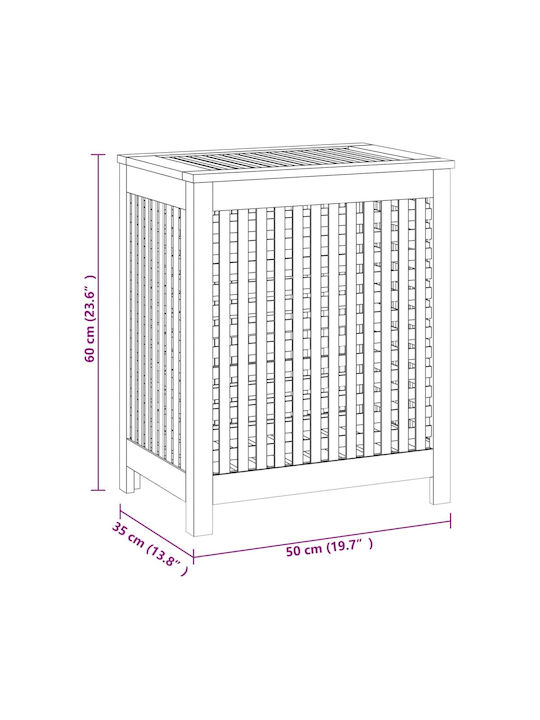 vidaXL Καλάθι Απλύτων Ξύλινο με Καπάκι 50x35x60cm Καφέ
