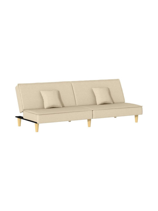 Two-Seater Couch Bed Ecru 200x89x70 cm