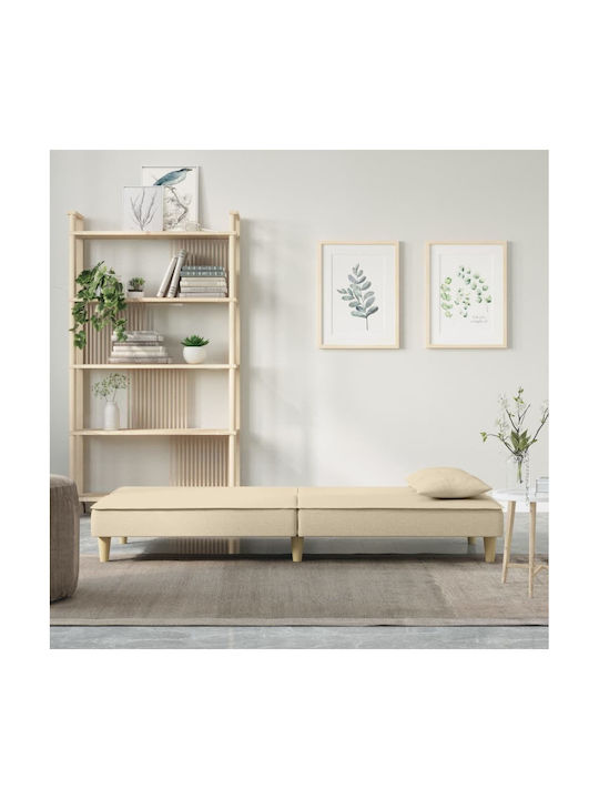 Two-Seater Couch Bed Ecru 200x89x70 cm