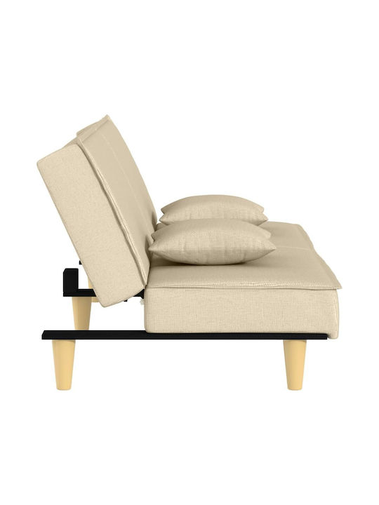 Two-Seater Couch Bed Ecru 200x89x70 cm