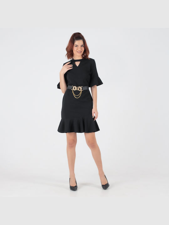 Fullah Sugah Mini Dress with Ruffle Black