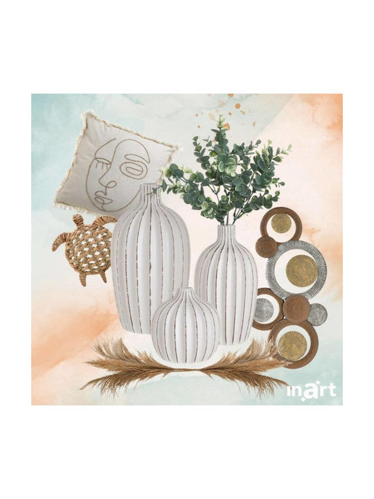Inart Ceramic Vase Λευκό 15x15x27cm