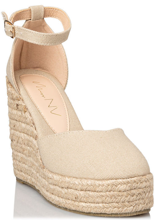 Envie Shoes Women's Fabric Platform Espadrilles Beige