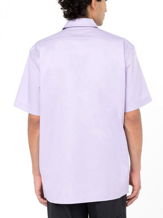 Dickies Men's Shirt Short Sleeve Cotton Purple