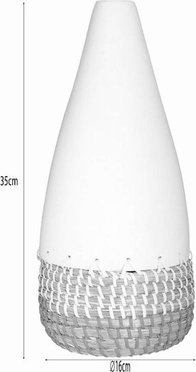 Inart Διακοσμητικό Βάζο Μπαμπού Λευκό Φ16xΥ35cm
