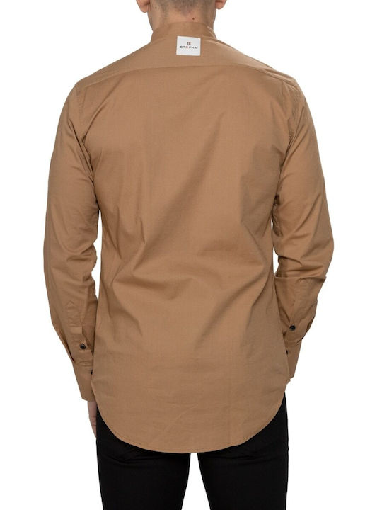 Stefan Fashion Men's Shirt Long Sleeve Cotton Beige