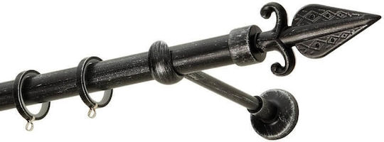 Zogometal Metallisches Vorhangstange Rustique Collection Einzeln Φ25mm 160cm Schwarze Patina Silber R0447