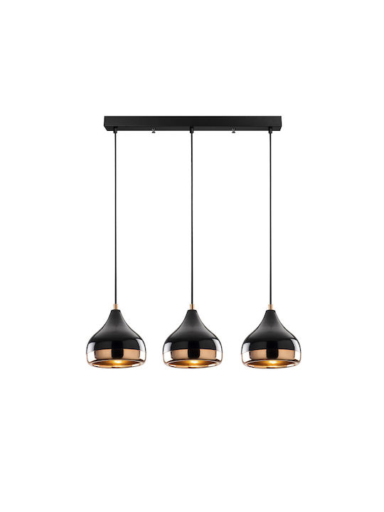 Megapap Precious Pendant Light Black with Socket E27 67x17x111cm