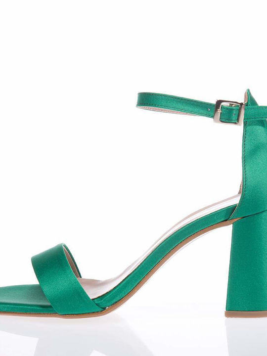 Beatris Fabric Women's Sandals 1688 with Ankle Strap Green