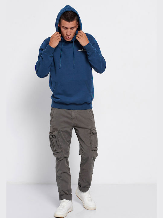 Funky Buddha Herren Sweatshirt mit Kapuze und Taschen Ocean Blue