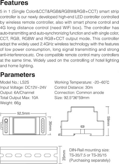 GloboStar Ασύρματο RGBW Controller Wi-Fi 71415