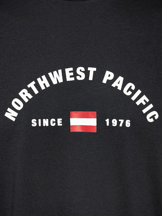 Tricou Snta cu imprimeu Northwest Pacific - Negru