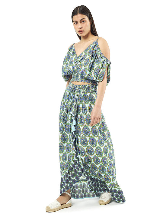 Verde Set with Skirt in Green color