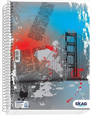 Skag Spiral Notebook Ruled A4 3 Subjects University Fun 1pcs (Μiscellaneous Designs/Colors)