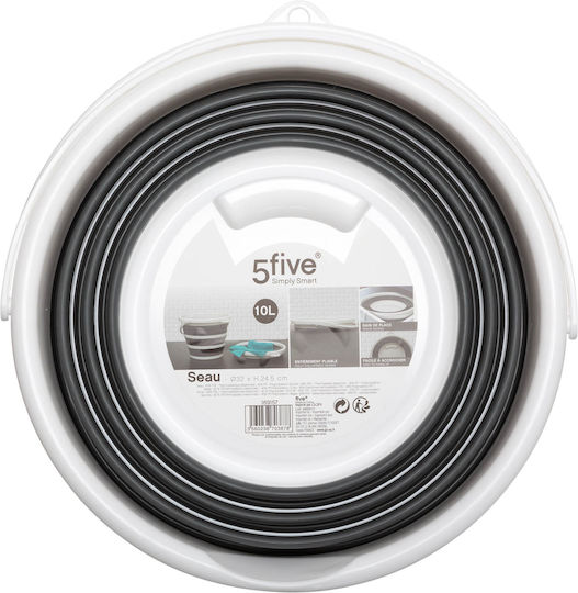 5Five Folding Basin Round 32x32x14.5cm. Silicone Capacity 10lt Gray