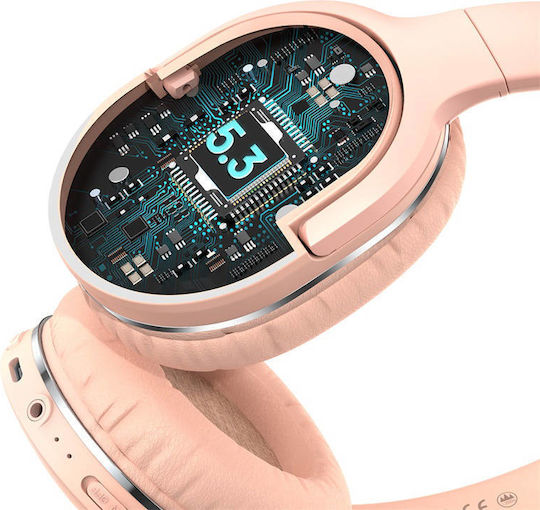 Baseus Encok D02 Pro Wireless / Wired On Ear Headphones with 25 hours of Operation and Quick Charge Pink