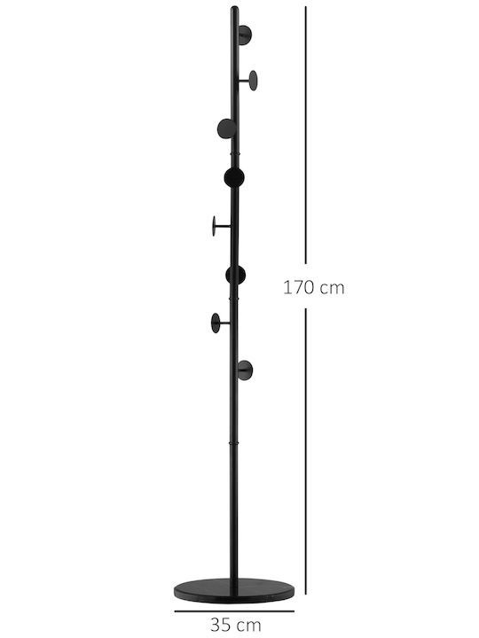 HomCom Freistehender Kleiderständer Metallisch Schwarz 35x35x170cm