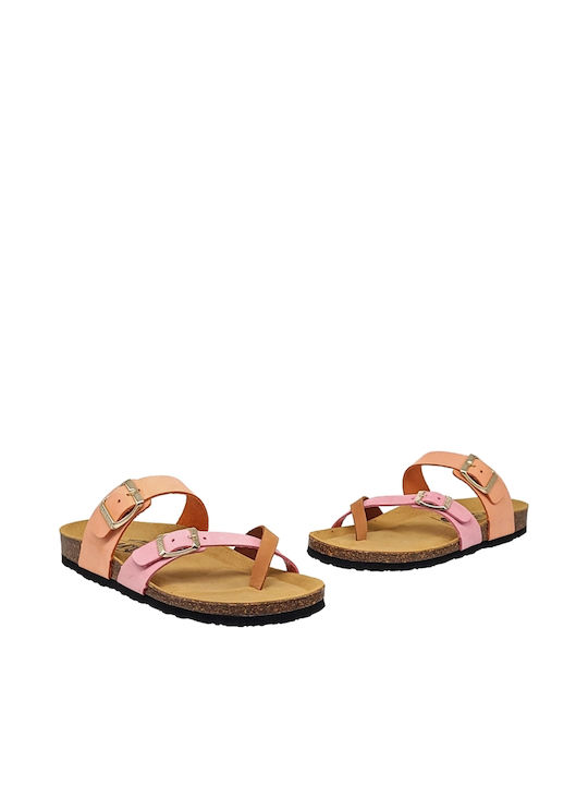 Leather Women's Flat Sandals Anatomic Cuoio/Cipria/Incas