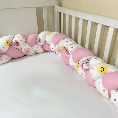 Bunny Bebe Crib Bumpers Braided Inside Braid Clouds Bow Pink 20x210cm