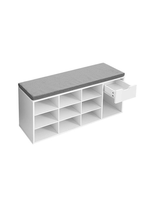 Suport pentru pantofi cu 9 Rafturi Albă L104xW30xH48cm