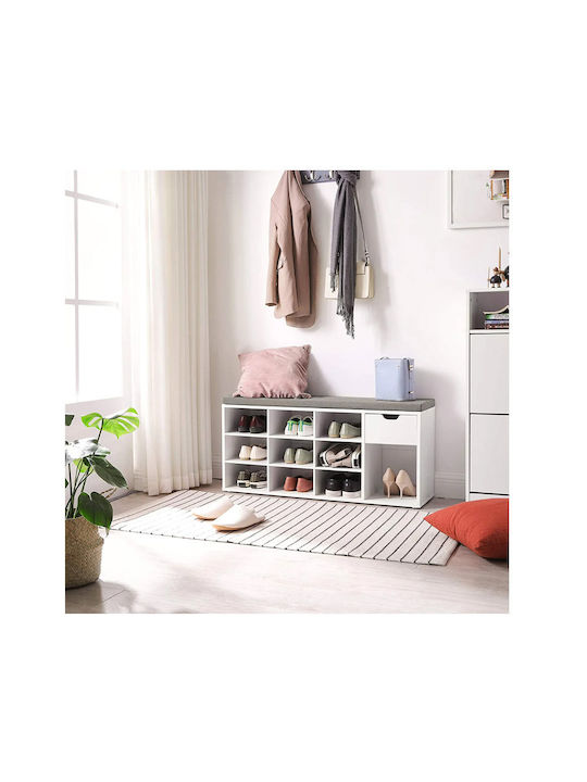 Suport pentru pantofi cu 9 Rafturi Albă L104xW30xH48cm