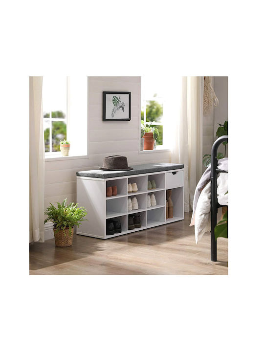 Suport pentru pantofi cu 9 Rafturi Albă L104xW30xH48cm