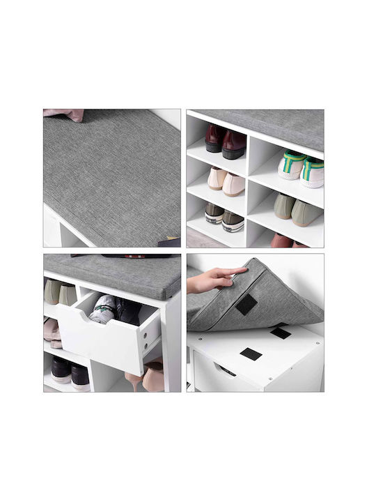 Suport pentru pantofi cu 9 Rafturi Albă L104xW30xH48cm
