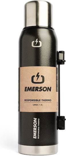 Emerson Ανακυκλώσιμο Μπουκάλι Θερμός Ανοξείδωτο BPA Free 1.3lt Μαύρο