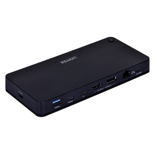 Unitek USB-C Docking Station with HDMI/DisplayPort 4K PD Ethernet and Support for 2 Monitors Black (D1079A)