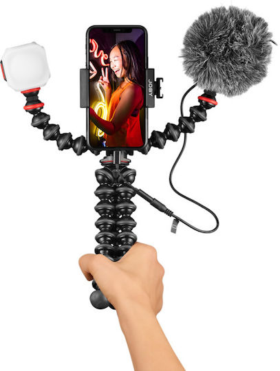 Joby Gorillapod Vlogging Kit Selfie Stick Cell Phone Tripod with Lighting Black