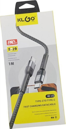 KLGO S-29 USB 2.0 Cable USB-C Male - USB-C 60W PD Black 1m
