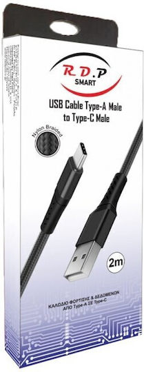 Redled USB 2.0 Cable USB-C Male - USB-A 15W Black 2m