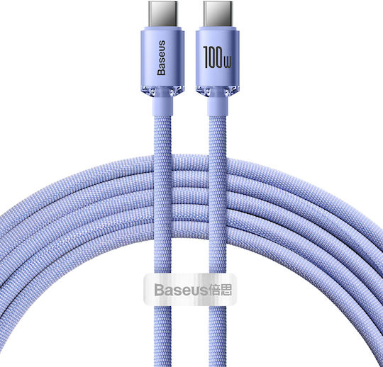 Baseus Crystal Shine Braided USB 2.0 Cable USB-C Male - USB-C 100W PD Purple 2m CAJY000705
