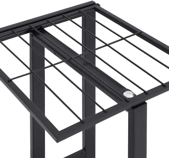 vidaXL Blumentopf-Regal Metall Schwarz mit Rädern 44cmx23cmx80cmcm.