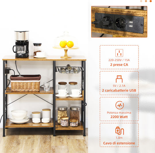 HomCom HomCom Lebensmittelregal Hölzernes 3 Ebenen Braun 90x40x83cm