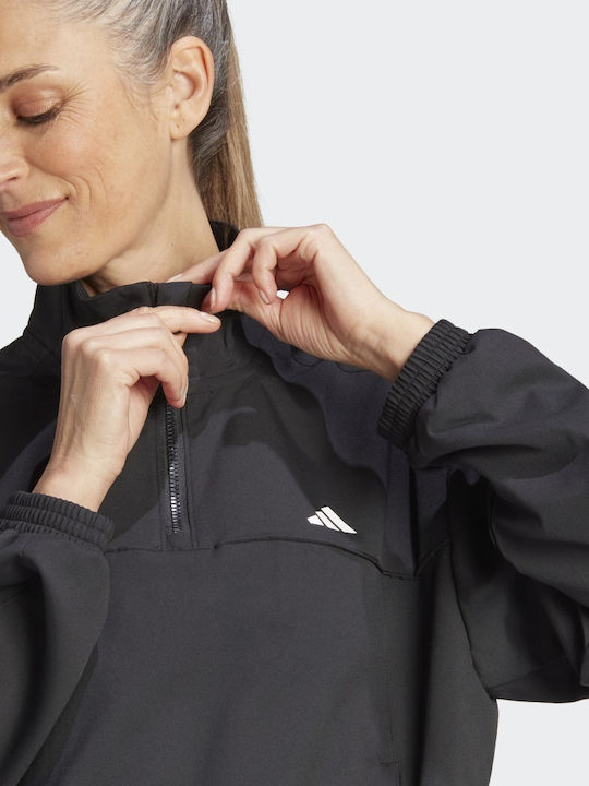 Adidas AEROREADY Train Essentials Woven Quarter-Zip Track Jachetă Hanorac pentru Femei Neagră