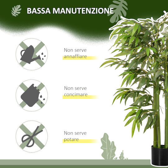 Künstliche Pflanze im Topf Bamboo Grün 140cm HomCom
